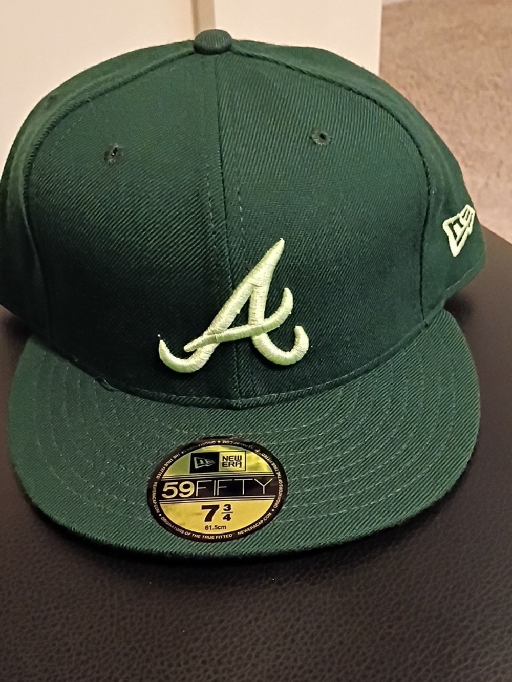 New Era Green Atlanta 'A' Fitted Cap with Light Green Logo